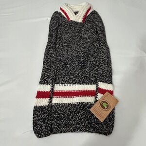 Chilly Dog Hand Knit Wool Alpaca Dog Sweater Marled Black Red White Shawl Collar